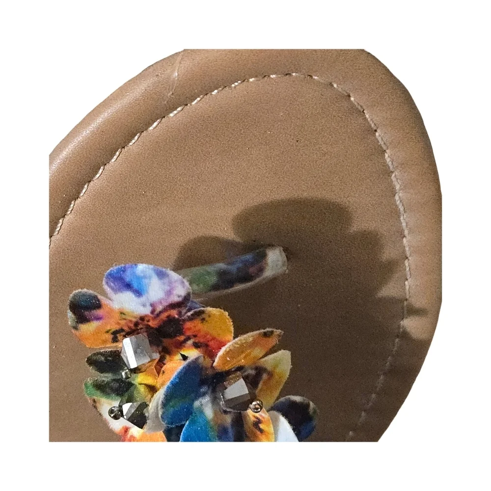 Palms Italian Shoemakers Sandal Floral Embellished Resortwear SIZE 10 - Picture 6 of 12